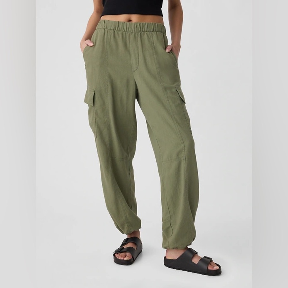 Gap Factory Linen-Blend Parachute Cargo Pull-On Pants